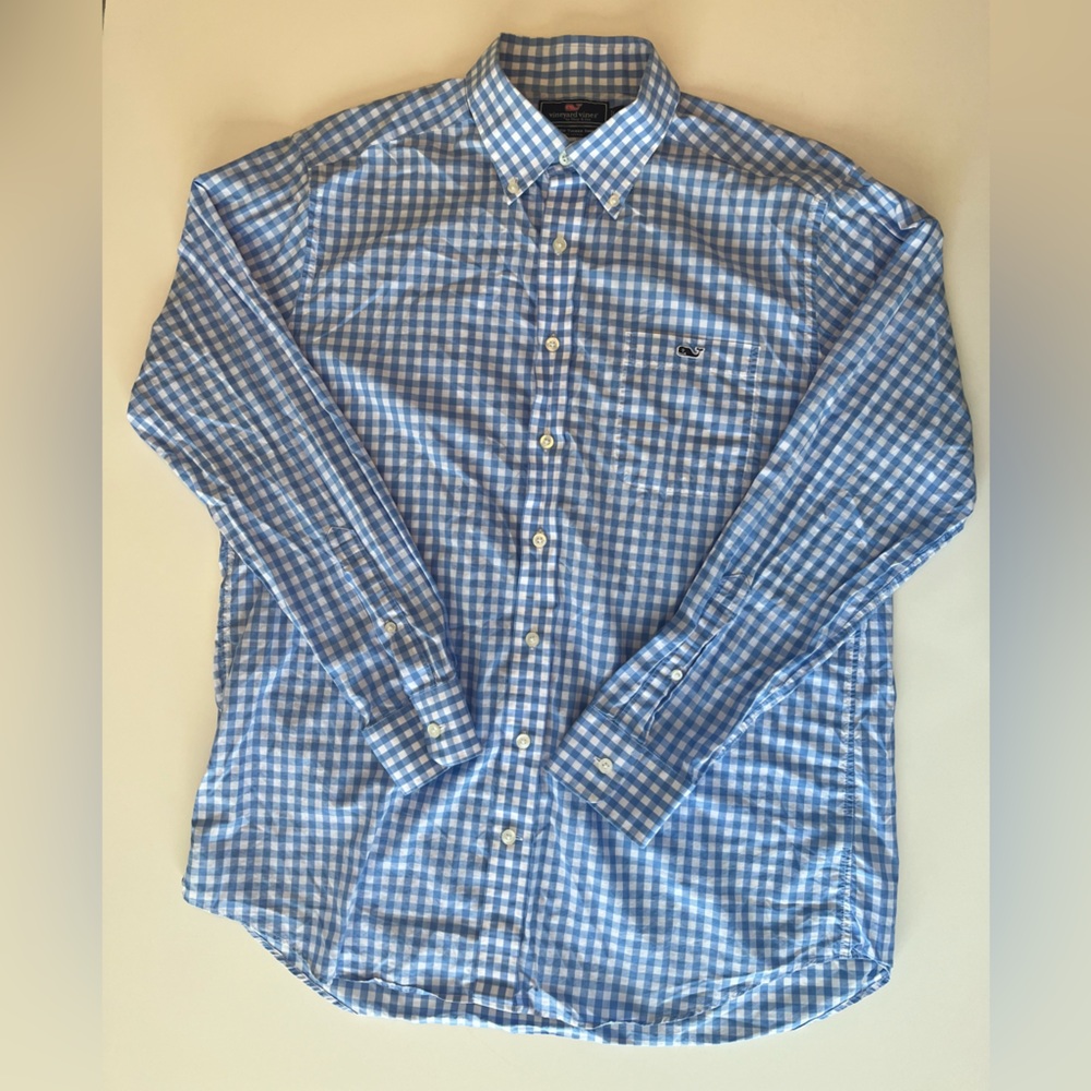 Men's Vineyard Vines Long Sleeved Check Slim Fit Tucker Button Up Shirt Large